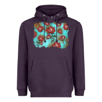 Plum red roses with leopard background Heavyweight Hoodie - LillyAllenDesigns