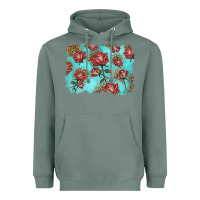 Sage red roses with leopard background Heavyweight Hoodie - LillyAllenDesigns