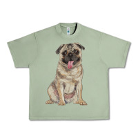 Oil Green pug Urban Heavy Tee - RanaPortraitStore