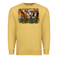 Antique Gold 2 horses at the ranch Premium Sweatshirt - LillyAllenDesigns