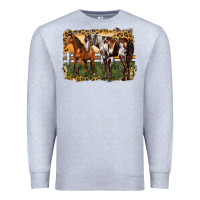 Heather Grey 2 horses at the ranch Premium Sweatshirt - LillyAllenDesigns