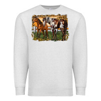 Oatmeal Heather 2 horses at the ranch Premium Sweatshirt - LillyAllenDesigns
