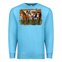 Ocean Blue 2 horses at the ranch Premium Sweatshirt - LillyAllenDesigns