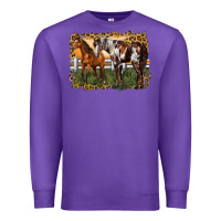 Purple 2 horses at the ranch Premium Sweatshirt - LillyAllenDesigns