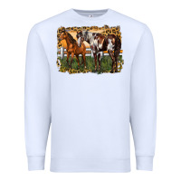 White 2 horses at the ranch Premium Sweatshirt - LillyAllenDesigns