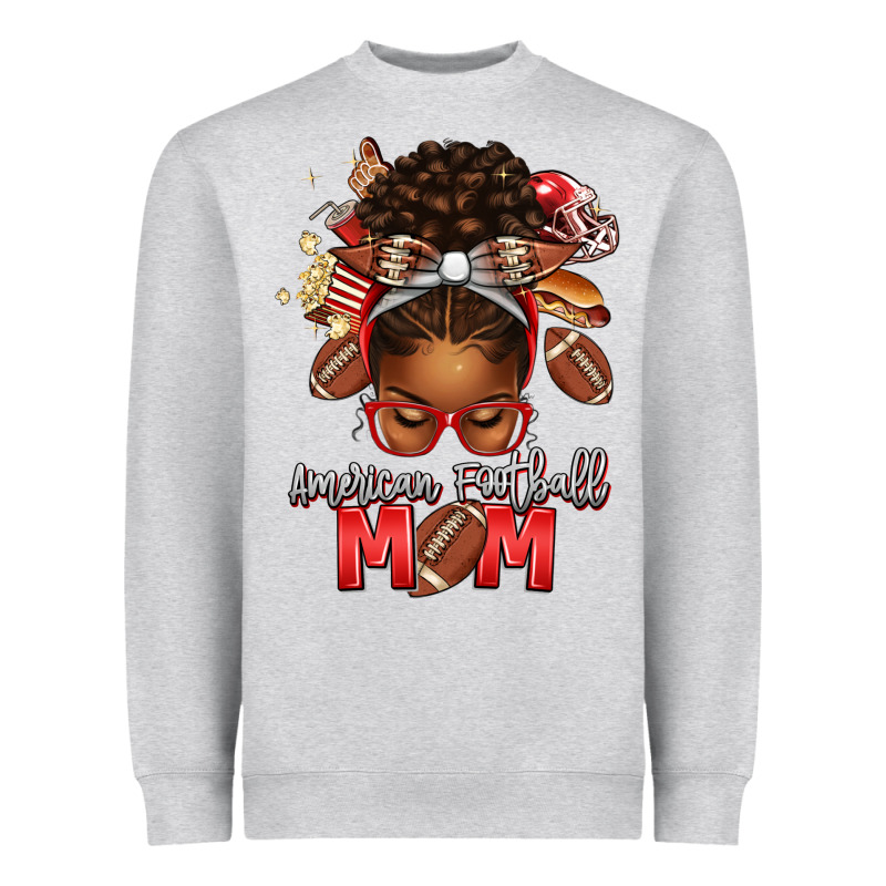 American Football Mom Red And Silver Afro Messy Bu Heavyweight Sweatshirt by texasbilliewilder | Teevron