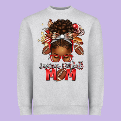 American Football Mom Red And Silver Afro Messy Bu Heavyweight Sweatshirt Designed By Texasbilliewilder