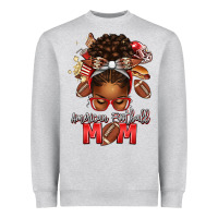 Heather Grey american football mom red and silver afro messy bu Heavyweight Sweatshirt - texasbilliewilder