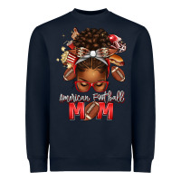 Navy american football mom red and silver afro messy bu Heavyweight Sweatshirt - texasbilliewilder