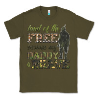 Army Green land of the free because my daddy is brave Classic Tee - HRA Design Shop