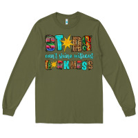 Army Green stars cant shine without darkness Long Sleeve Tee - HRA Design Shop