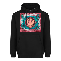 Black western lightning bolt smiling face turquoise Heavyweight Hoodie - BarkalooDesign