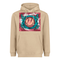 Mushroom western lightning bolt smiling face turquoise Heavyweight Hoodie - BarkalooDesign