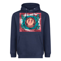 Navy western lightning bolt smiling face turquoise Heavyweight Hoodie - BarkalooDesign
