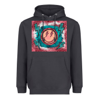 Smoke western lightning bolt smiling face turquoise Heavyweight Hoodie - BarkalooDesign