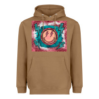 Toasted Coconut western lightning bolt smiling face turquoise Heavyweight Hoodie - BarkalooDesign