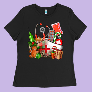 Nurse  And Christmas Ladies Tee Designed By Adodesignshop
