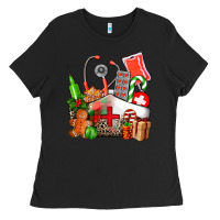 Black nurse  and christmas Ladies Tee - AdoDesignShop