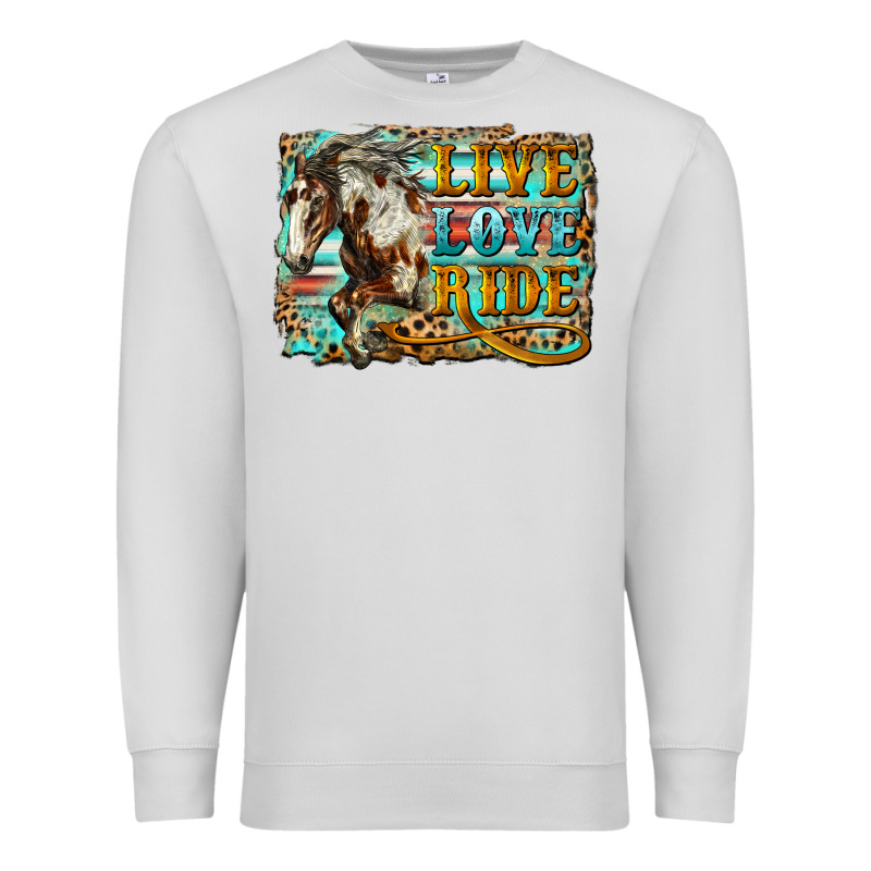 Live Love Ride Horse Premium Sweatshirt by LillyAllenDesigns | Teevron