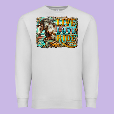 Live Love Ride Horse Premium Sweatshirt Designed By Lillyallendesigns