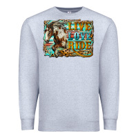 Heather Grey live love ride horse Premium Sweatshirt - LillyAllenDesigns