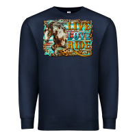 Navy live love ride horse Premium Sweatshirt - LillyAllenDesigns