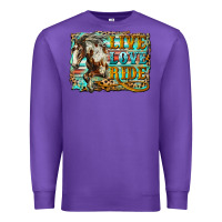 Purple live love ride horse Premium Sweatshirt - LillyAllenDesigns