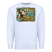 White live love ride horse Premium Sweatshirt - LillyAllenDesigns
