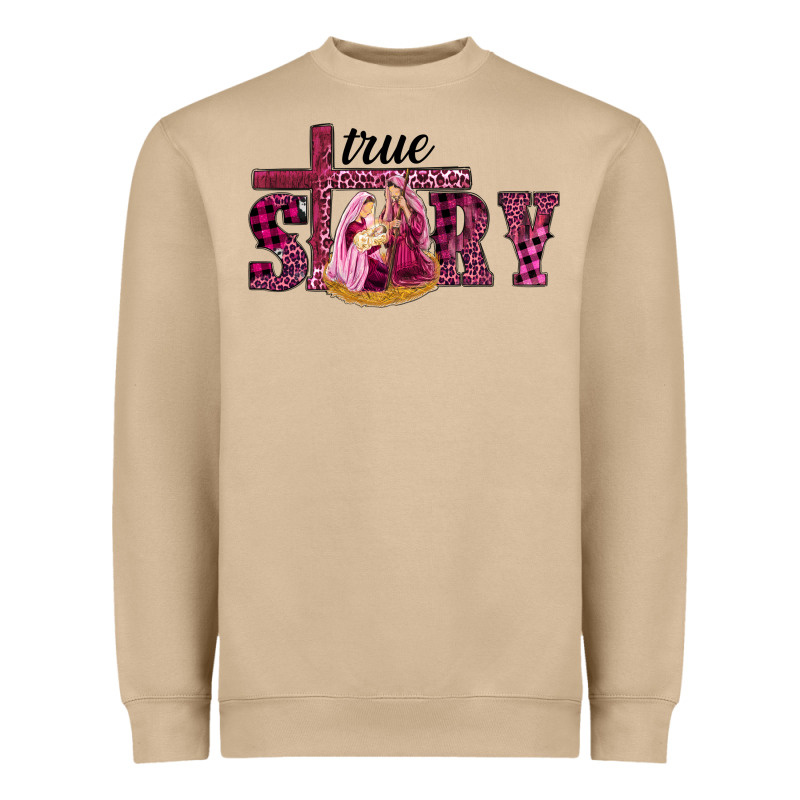 Pink Christmas True Story Holy Family Heavyweight Sweatshirt by RanaPortraitStore | Teevron