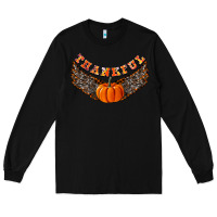 Black Thankful Long Sleeve Tee - CowhideDigitalArt