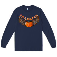 Navy Thankful Long Sleeve Tee - CowhideDigitalArt