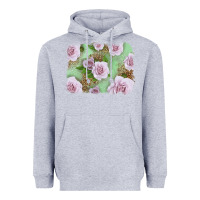 Heather Grey pink roses with leopard background Heavyweight Hoodie - LillyAllenDesigns