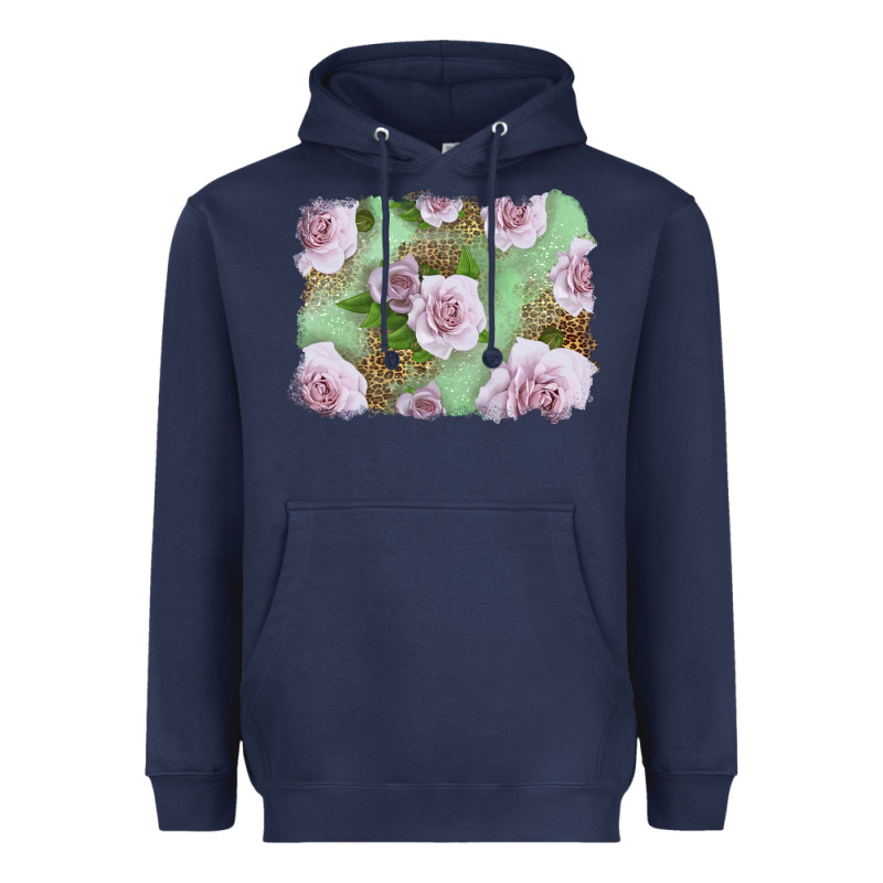 Pink Roses With Leopard Background Heavyweight Hoodie by LillyAllenDesigns | Teevron