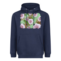 Navy pink roses with leopard background Heavyweight Hoodie - LillyAllenDesigns