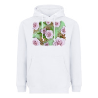 White pink roses with leopard background Heavyweight Hoodie - LillyAllenDesigns