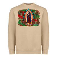 Mushroom Mexican Flag Lady Of Guadalupe Distressed Backgrou Heavyweight Sweatshirt - RanaPortraitStore
