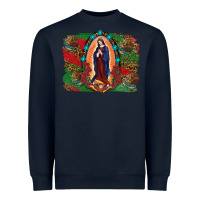 Navy Mexican Flag Lady Of Guadalupe Distressed Backgrou Heavyweight Sweatshirt - RanaPortraitStore