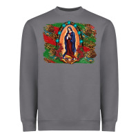 Storm Mexican Flag Lady Of Guadalupe Distressed Backgrou Heavyweight Sweatshirt - RanaPortraitStore