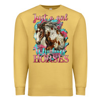 Antique Gold just a girl who loves horses mustang Premium Sweatshirt - LillyAllenDesigns