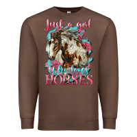 Chestnut just a girl who loves horses mustang Premium Sweatshirt - LillyAllenDesigns