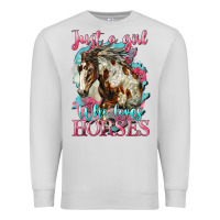 Dove Grey just a girl who loves horses mustang Premium Sweatshirt - LillyAllenDesigns