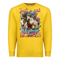 Lemon just a girl who loves horses mustang Premium Sweatshirt - LillyAllenDesigns
