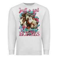 Oatmeal Heather just a girl who loves horses mustang Premium Sweatshirt - LillyAllenDesigns