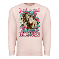 Pale Pink just a girl who loves horses mustang Premium Sweatshirt - LillyAllenDesigns