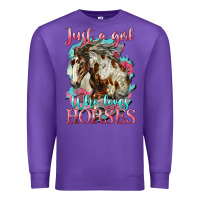Purple just a girl who loves horses mustang Premium Sweatshirt - LillyAllenDesigns
