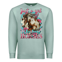 Seafoam just a girl who loves horses mustang Premium Sweatshirt - LillyAllenDesigns