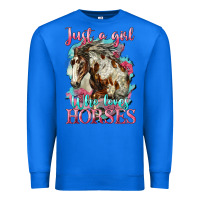 True Royal just a girl who loves horses mustang Premium Sweatshirt - LillyAllenDesigns