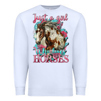 White just a girl who loves horses mustang Premium Sweatshirt - LillyAllenDesigns