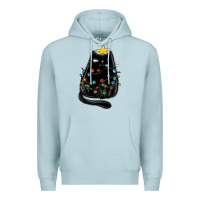 Blue Mist christmas cat with lights Premium Hoodie - MaliasSmallBusiness