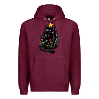 Burgundy christmas cat with lights Premium Hoodie - MaliasSmallBusiness